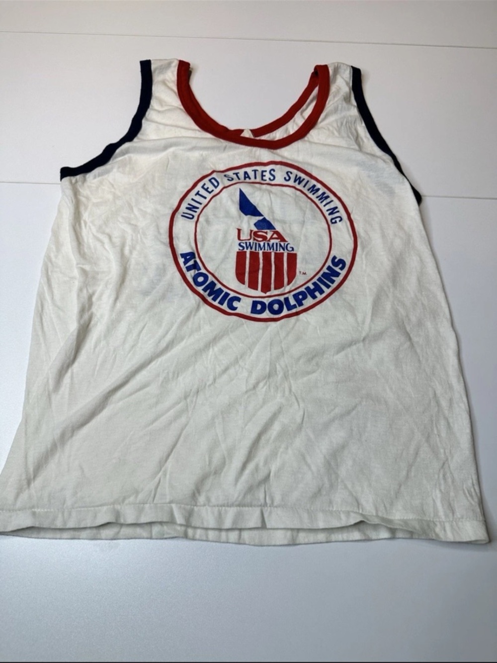 USA Swimming Atomic Dolphins White Tank Top